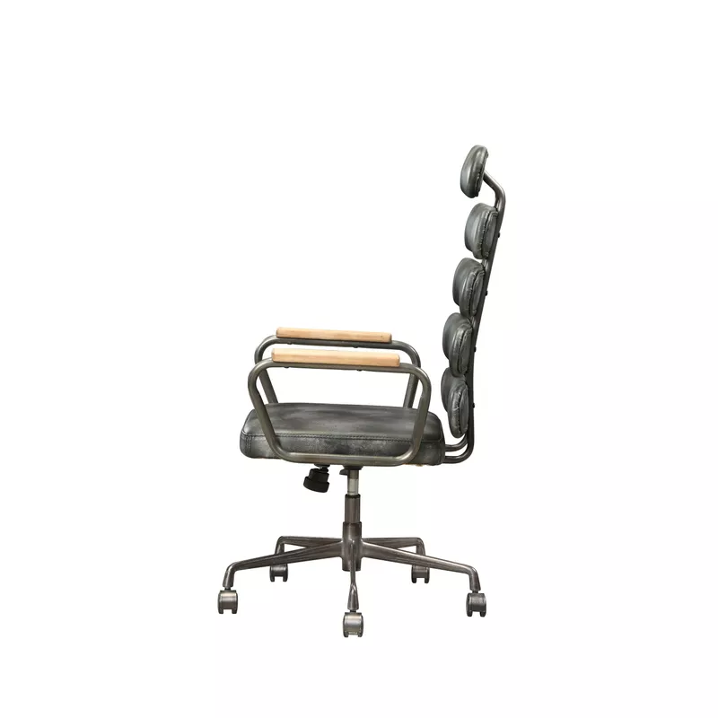 ACME Calan Office Chair, Vintage Black Top Grain Leather