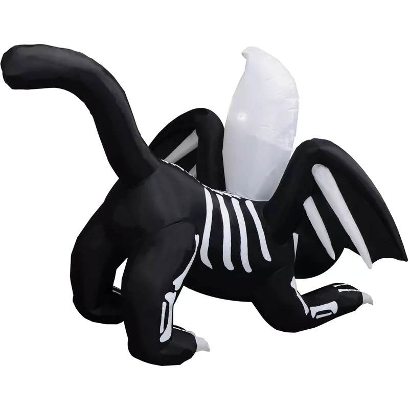 5-Ft. Tall Pre-lit Inflatable Black Cat Bat with Red Eyes and Ghost