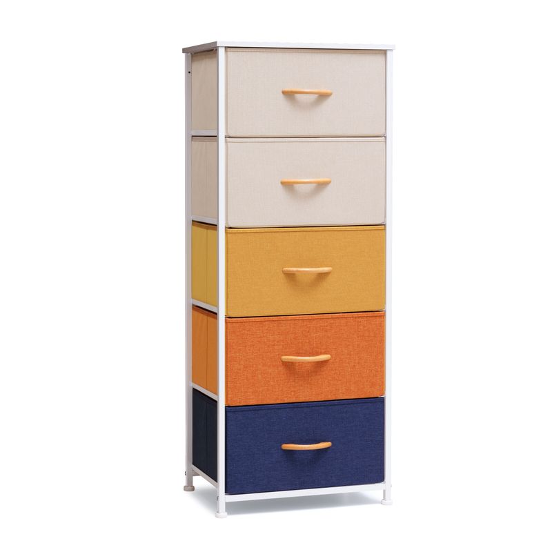 Pellebant 5 Drawers Vertical Storage Tower Organizer - Beige - 5-drawer