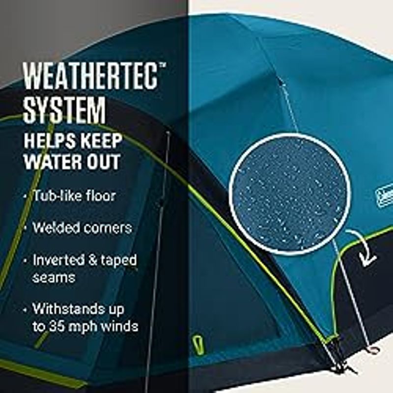 Coleman Skydome Camping Tent with Dark Room Technology and Screened Porch, Weatherproof 4/6 Person Tent Blocks 90% of Sunlight, Sets Up...