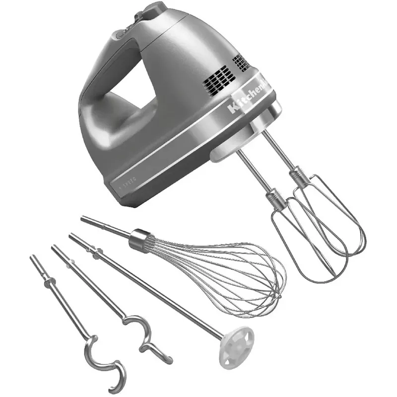 KitchenAid 9-Speed Hand Mixer with Turbo Beater II Accessories in Contour Silver