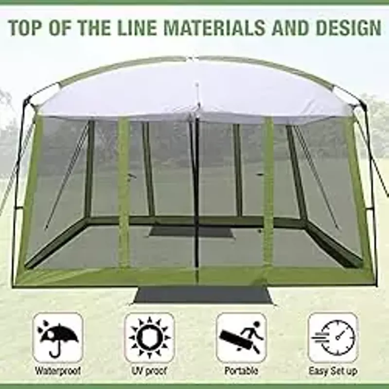 Backyard Expressions 11' x 9' Screen Tent - Green Screen House for Backyard, Camping, Picnics and Tailgating - 914893