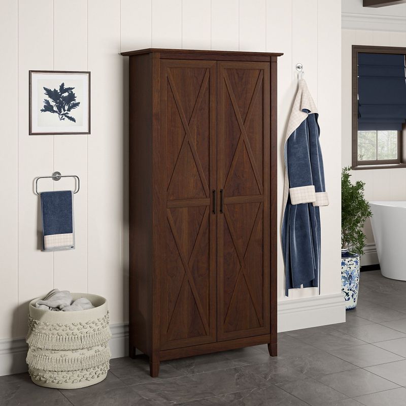 Key West Bathroom Storage Cabinet with Doors by Bush Furniture - Pure White Oak