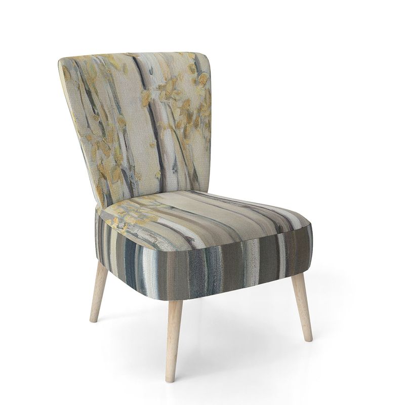 Designart 'Golden Birch Forest I' Upholstered Landscapes Accent Chair - Slipper Chair