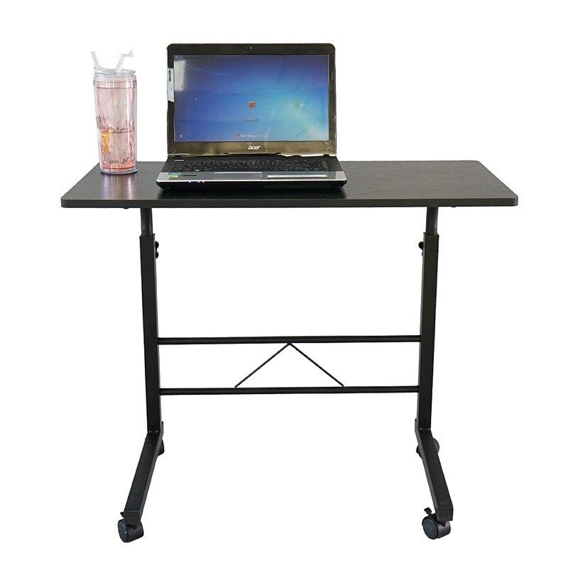 37.8" Chipboard and Steel Computer Desk Side Table - Black