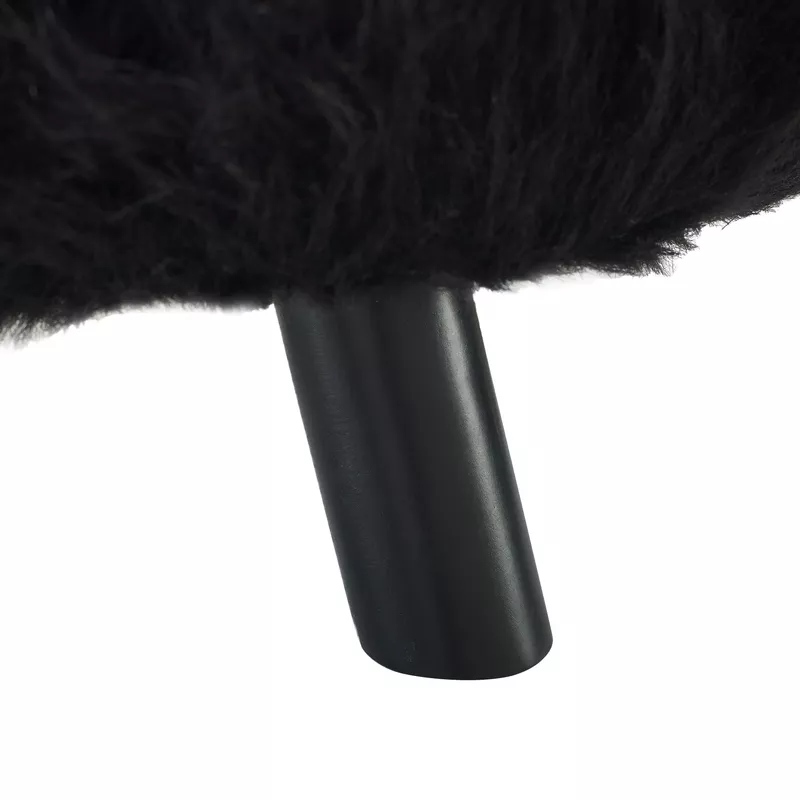Westbury Faux Fur Foot Stool Black