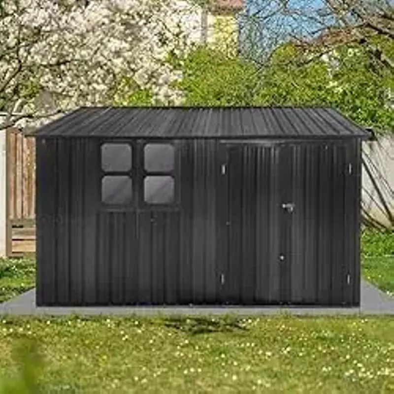 Evedy 10x8 FT Sheds & Outdoor Storage 8x10 Outdoor Storage Shed, Large Metal Tool Sheds with Window,Lockable Door,Updated Frame Structure, Garden Shed for Backyard Garden Patio Lawn
