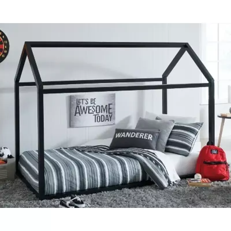 Black Flannibrook Twin House Bed Frame