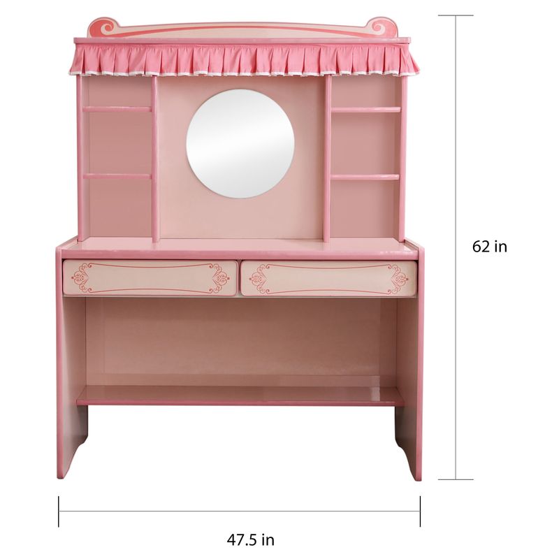 Furniture of America Rose Pink 47-inch Mirror Desk with Hutch - Pink