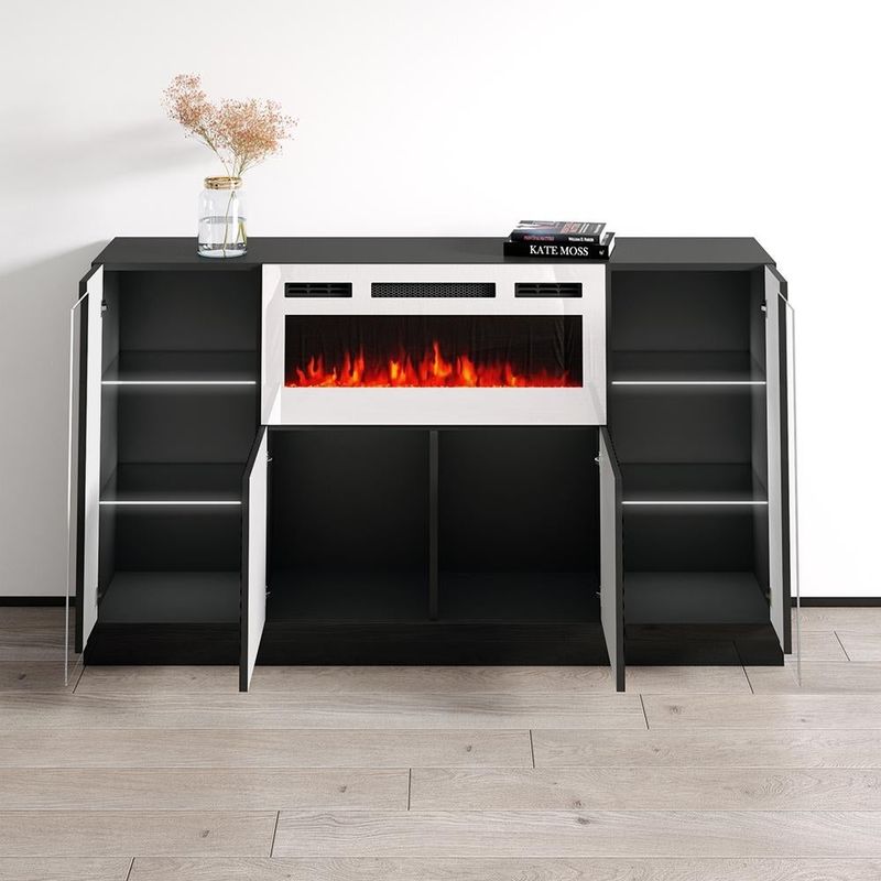 Diuna WH-EF Fireplace Sideboard - Black