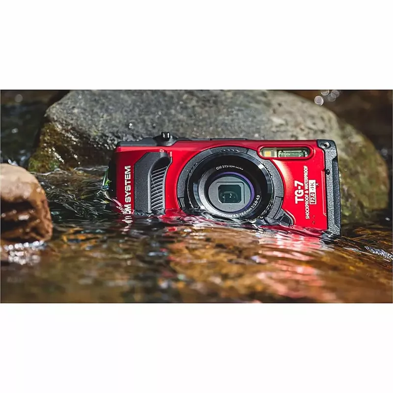 Olympus - OM SYSTEM TG-7 4K Video 12 Megapixel Waterproof Digital Camera - Red