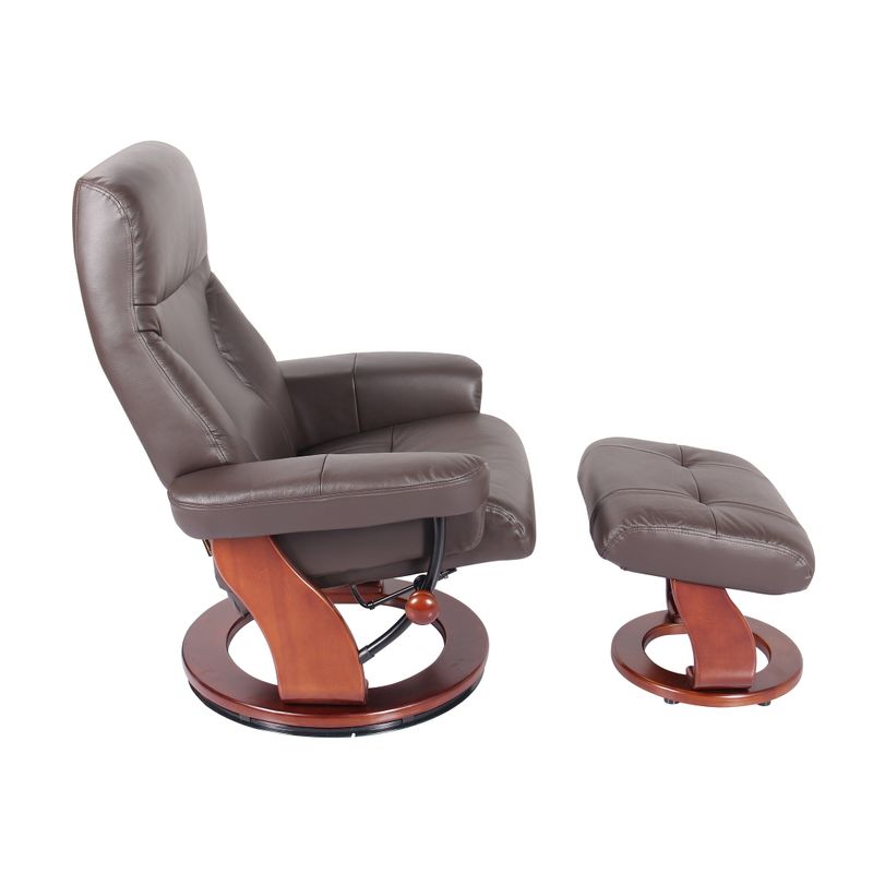 Copper Grove Orge Leather Recliner and Ottoman - Black