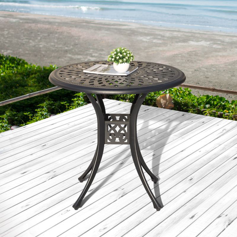 30 inch Cast Aluminum Round Dining Table-NUU GARDEN - Black