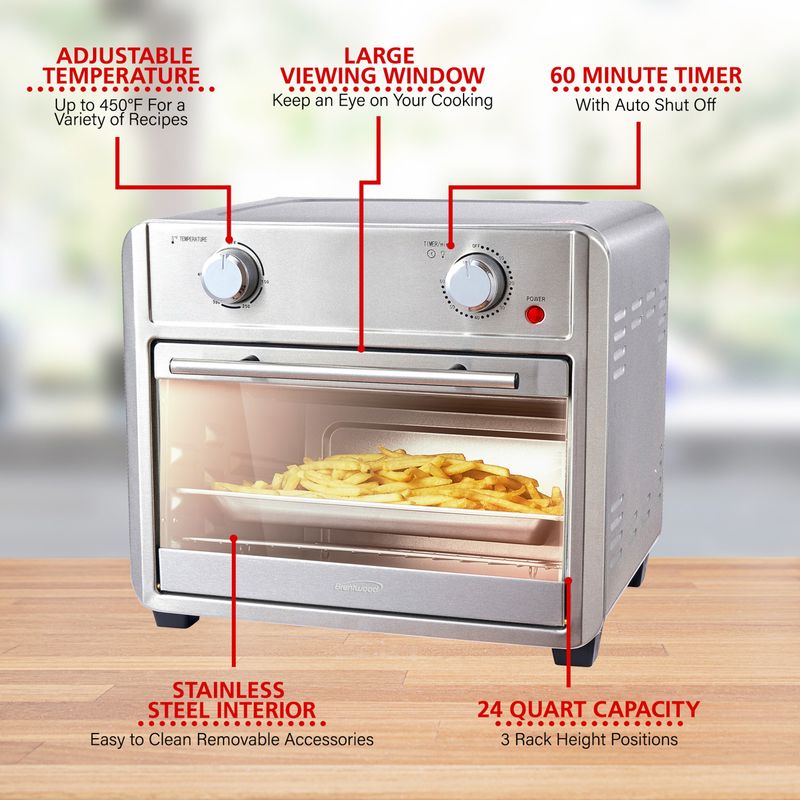 Brentwood 1700 Watt 24 Quart Convection Air Fryer Toaster Oven in Silver - 17.25" x 15.75" x 13.25" - Silver - 17.25" x 15.75" x 13.25"