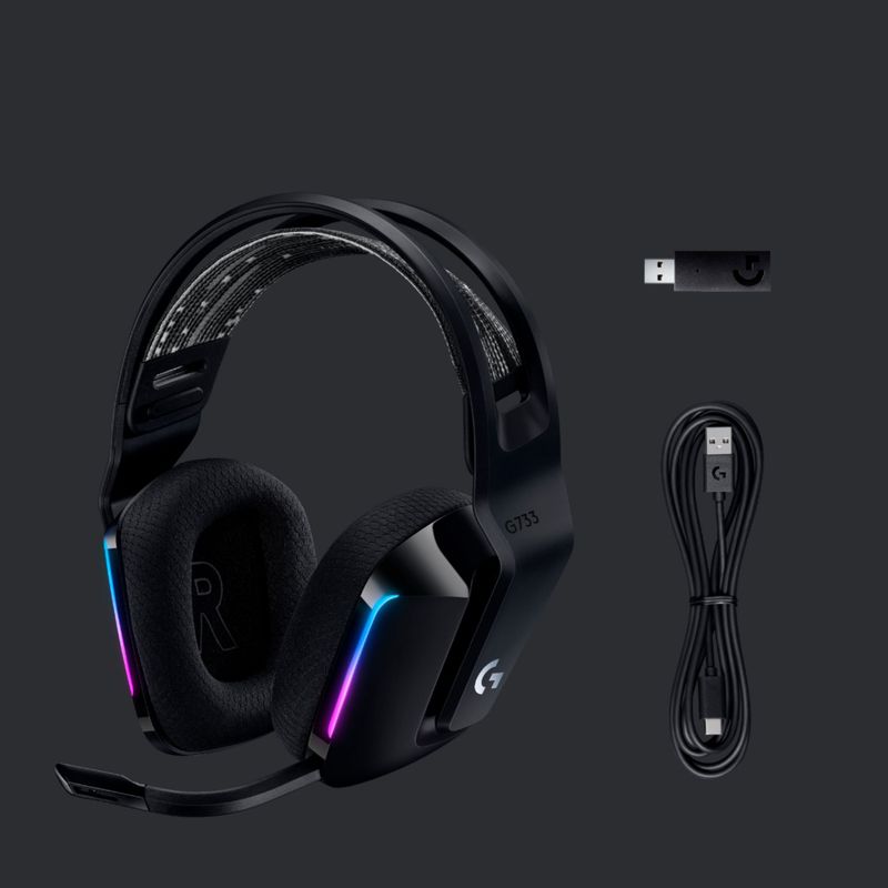 Alt View Zoom 14. Logitech - G733 LIGHTSPEED Wireless DTS Headphone:X v2.0 Over-the-Ear Gaming Headset for PC and PlayStation - Black