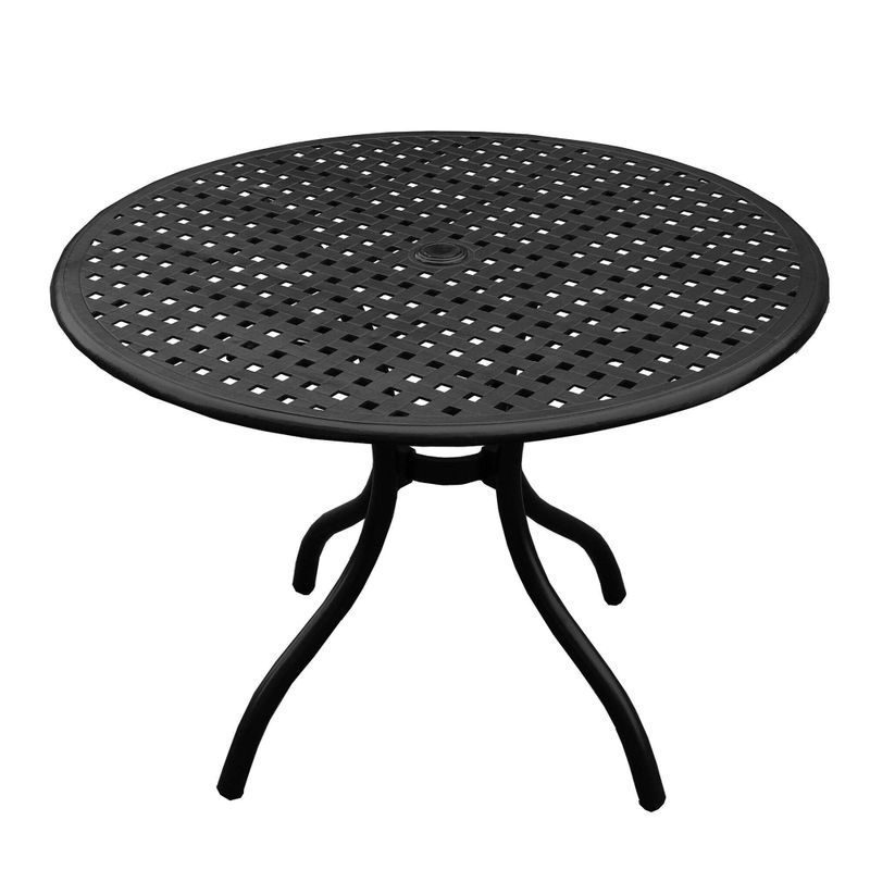 Modern Outdoor Mesh Aluminum 42-in Round Patio Dining Table - N/A - Brown