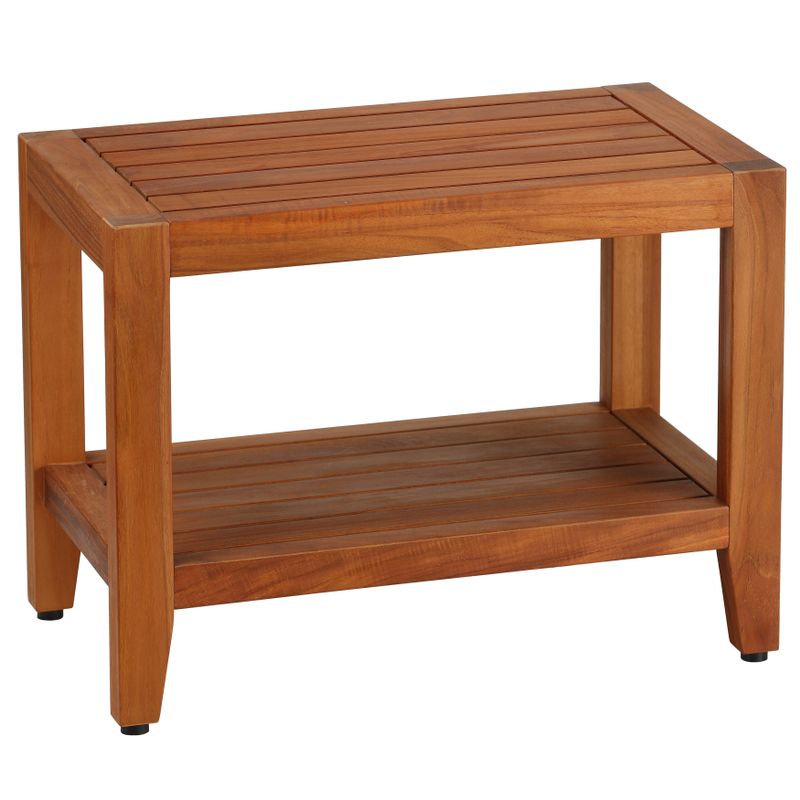 Bare Decor Teak Wood Serenity Spa 24-inch Bench with Shelf - Serenity 24" Bench