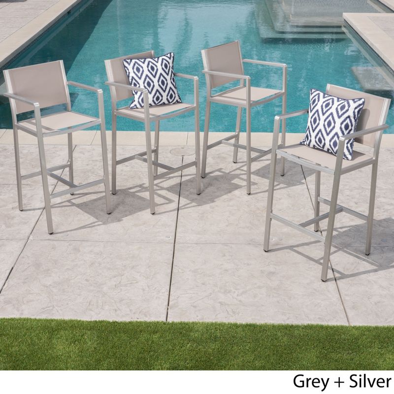 Cape Coral Outdoor Aluminum Barstool (Set of 4) by Christopher Knight Home