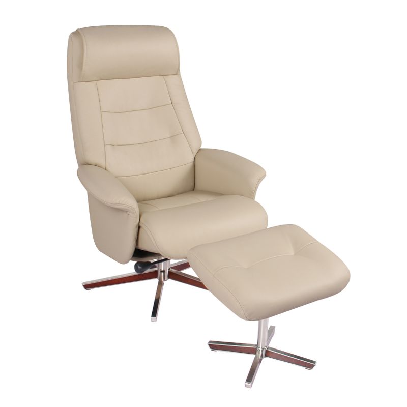 Duo Leather Recliner and Ottoman - Grey