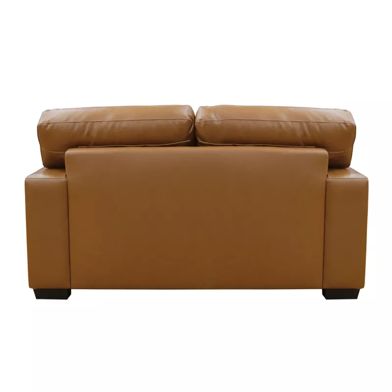 Bordeaux 65 in. Tan Leather Match 2-Seater Loveseat with Large Track Arms