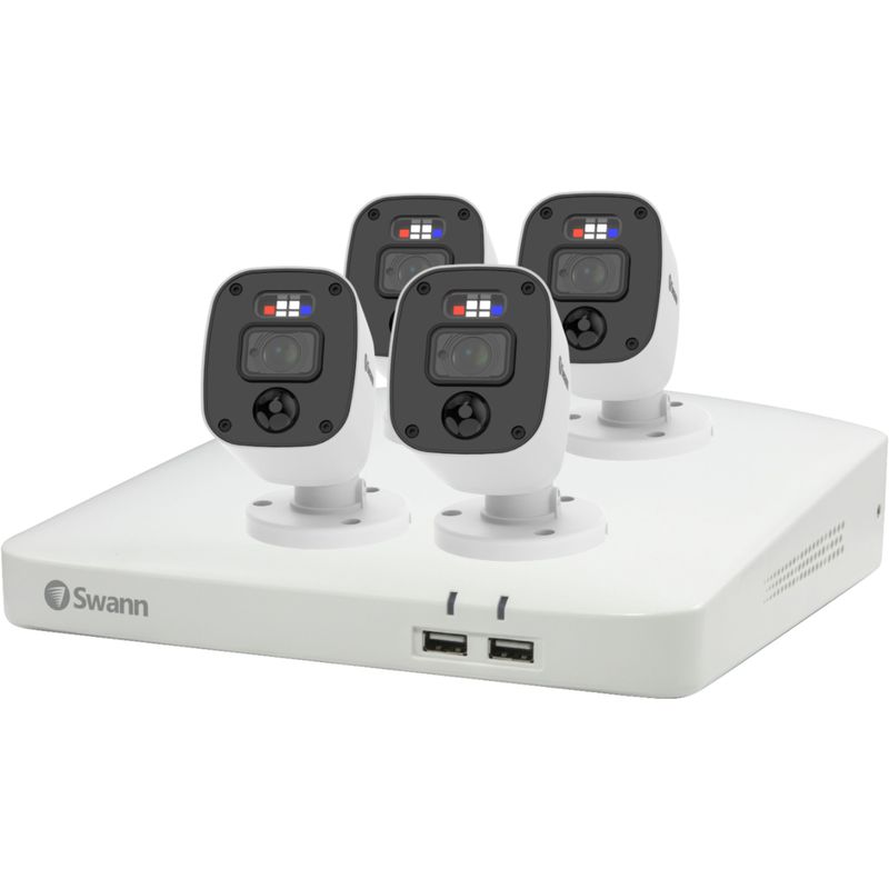 Alt View Zoom 11. Swann - Enforcer 8-Channel, 4-Camera Indoor/Outdoor Wired 1080p 1TB DVR Home Security Camera System - White