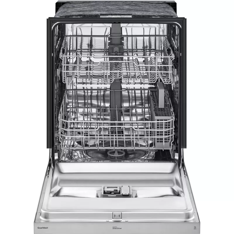 LG - 24" Front Control Built-In Stainless Steel Tub Dishwasher with QuadWash and 50 dba - Stainless Steel