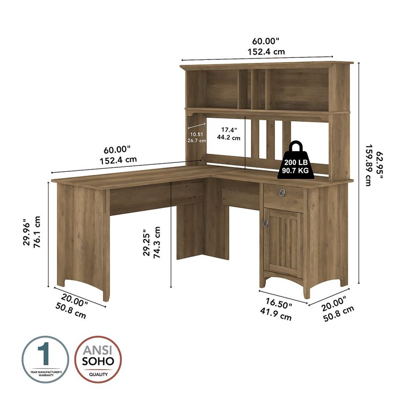 Salinas L-shaped Desk with Hutch by Bush Furniture - Reclaimed Pine