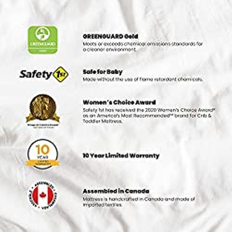 Safety 1st Heavenly Dreams Baby Crib & Toddler Bed Mattress, Waterproof Cover, Firm, Fits Standard Size Cribs & Toddler Beds, White, 1...