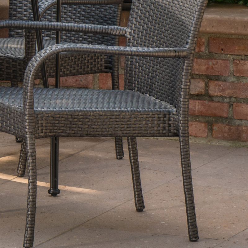 Nash Outdoor 7-Piece Rectangle Wicker Dining Set by Christopher Knight Home - Grey