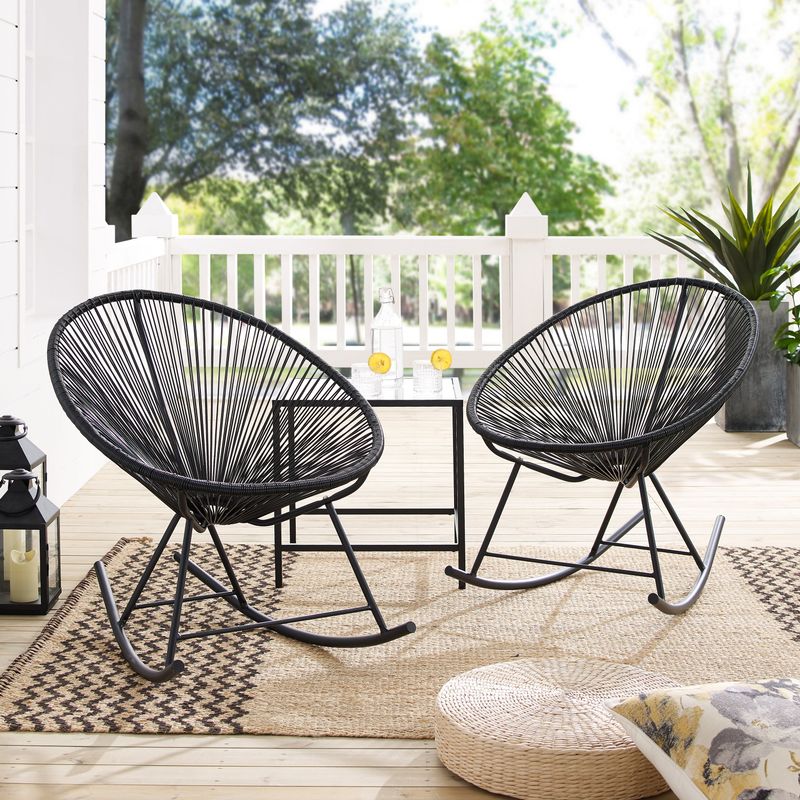 Corvus Sarcelles Modern Wicker Patio Rocking Chairs (Set of 2) - Detail 2