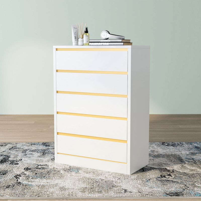 DH BASIC Mod White 5-drawer Tall Dresser by Denhour - 5-drawer