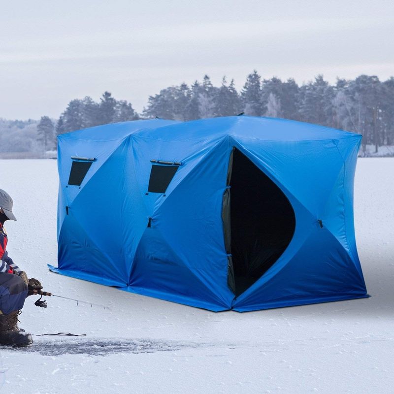 Outsunny 8 Person Insulated Pop-Up Portable Ice Fishing Shelter