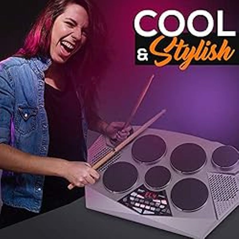 Pyle Pro Electronic Drum kit - Portable Electric Tabletop Drum Set Machine with Digital Panel, 7 Drum Pad, Hi-Hat / Kick Bass Pedal...