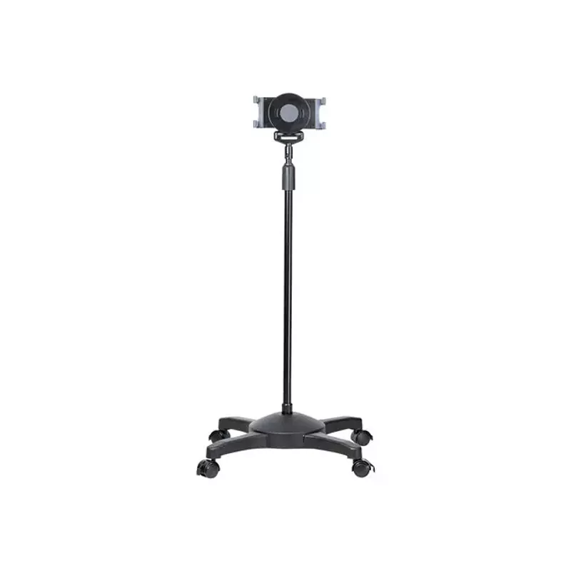 MOBILE TABLET STAND WITH LOCKABLE WHEELS - HEIGHT ADJUSTABLE - UNIVERSAL ROLLING