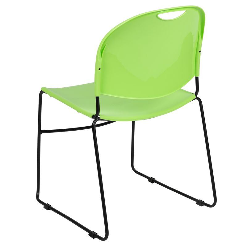 5 Pack Ultra-Compact School Stack Chair - Office Guest Chair/Student Chair - Green Plastic/Black Frame