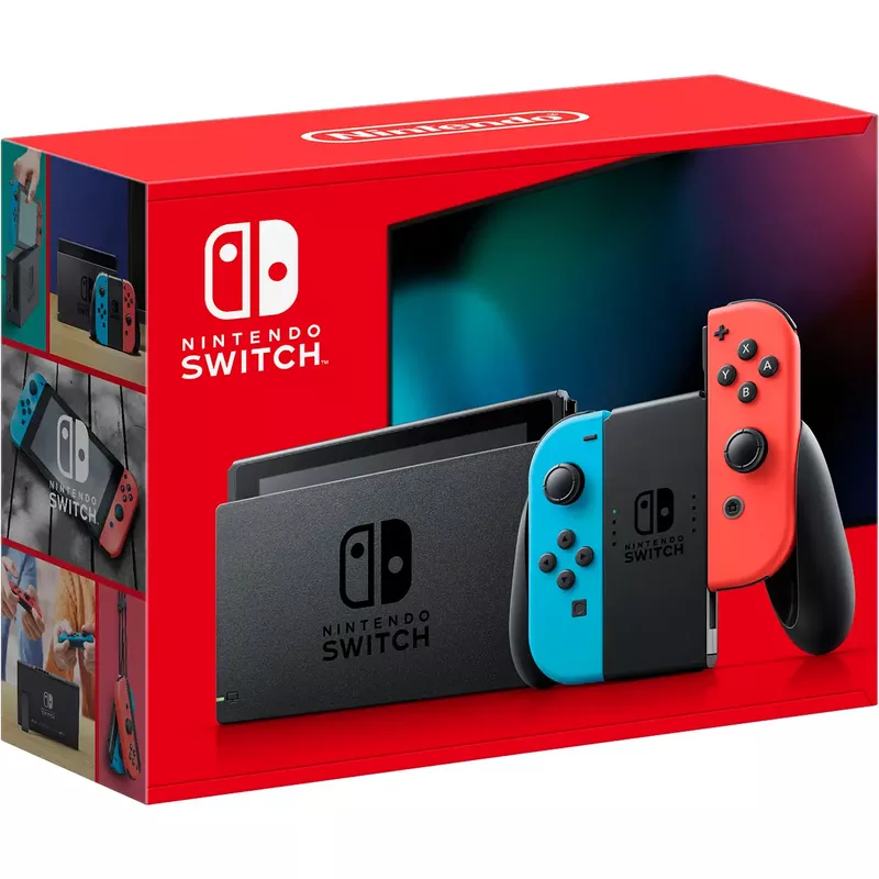 Nintendo Switch Gaming Console With Neon Blue Joy-Con Controllers With Accessories