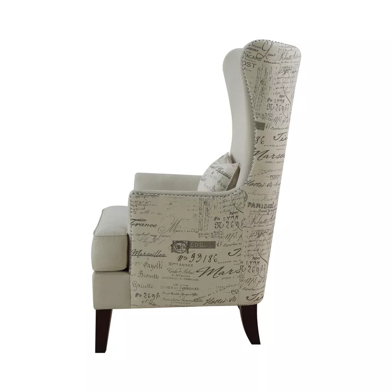 Curved Arm High Back Accent Chair Cream