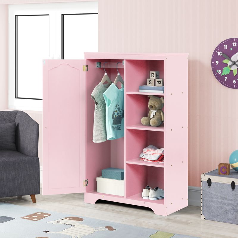 Nestfair Storage Armoire Cabinet With 3 Shelves - Pink