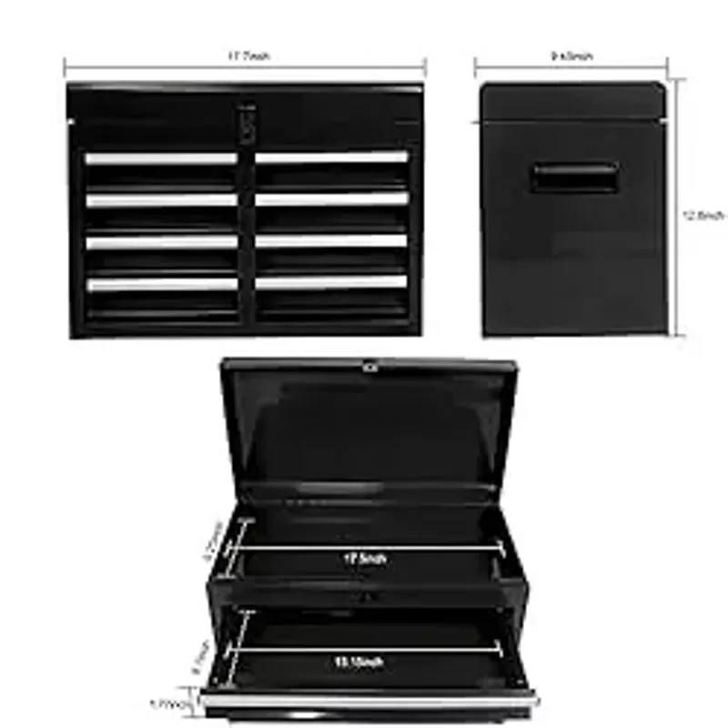 PULLAFUN 5-Drawer Rolling Tool Chest Storage Cabinet with Detachable Top Tool Box,230 LBS Capacity,Universal Lockable Wheels,Locking Mechanism,Tool Cart for Garage, Warehouse, Repair Shop (Black)
