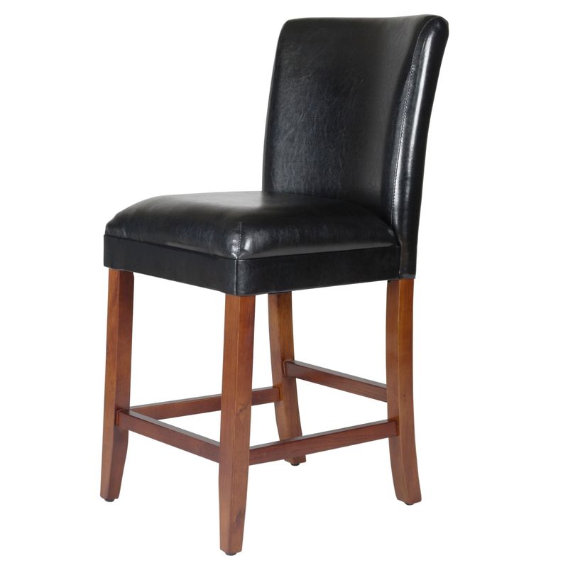 HomePop 24-inch Luxury Black Faux Leather Barstool - 24 inches - Black