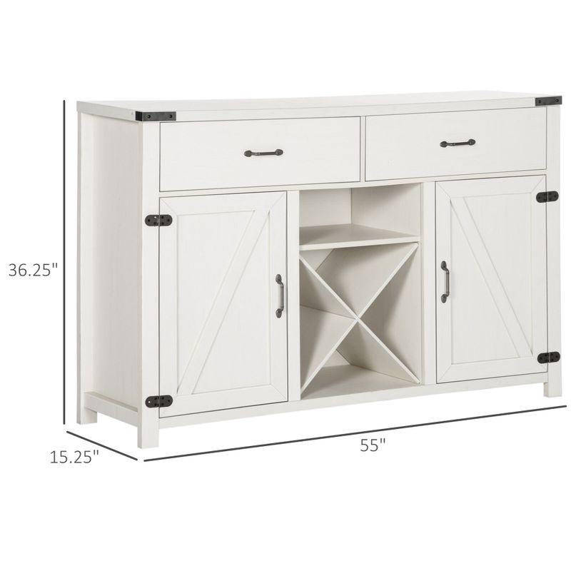 HomCom Wooden Farmhouse Sideboard Storage Buffet Cabinet - White