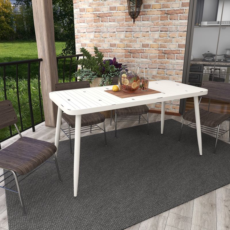 White Aluminum Farmhouse Outdoor Dining Table - 59 x 28 x 30