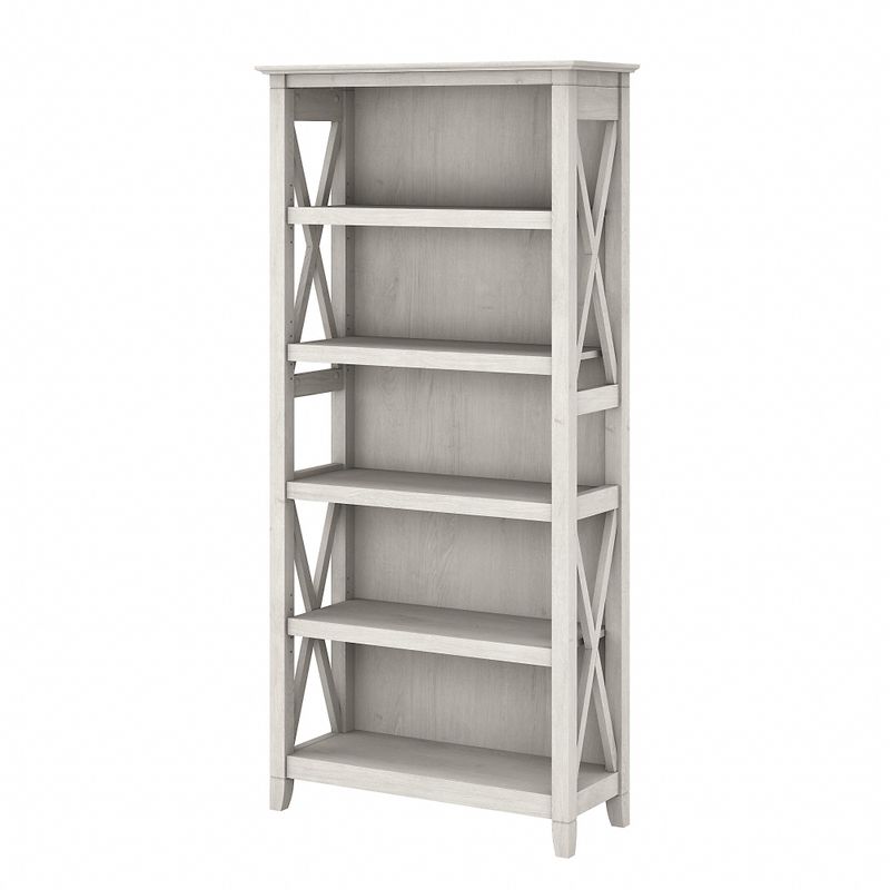 Key West 5 Shelf Bookcase by Bush Furniture - Shiplap Gray/Pure White