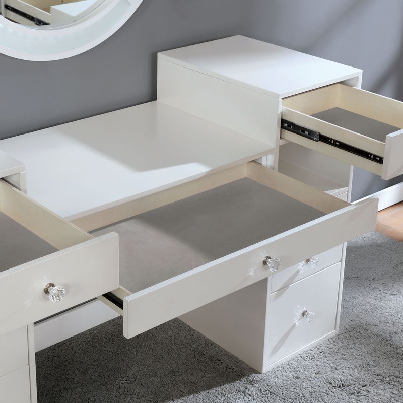 Furniture of America Caer Contemporary Solid Wood Vanity Set - Luminous White