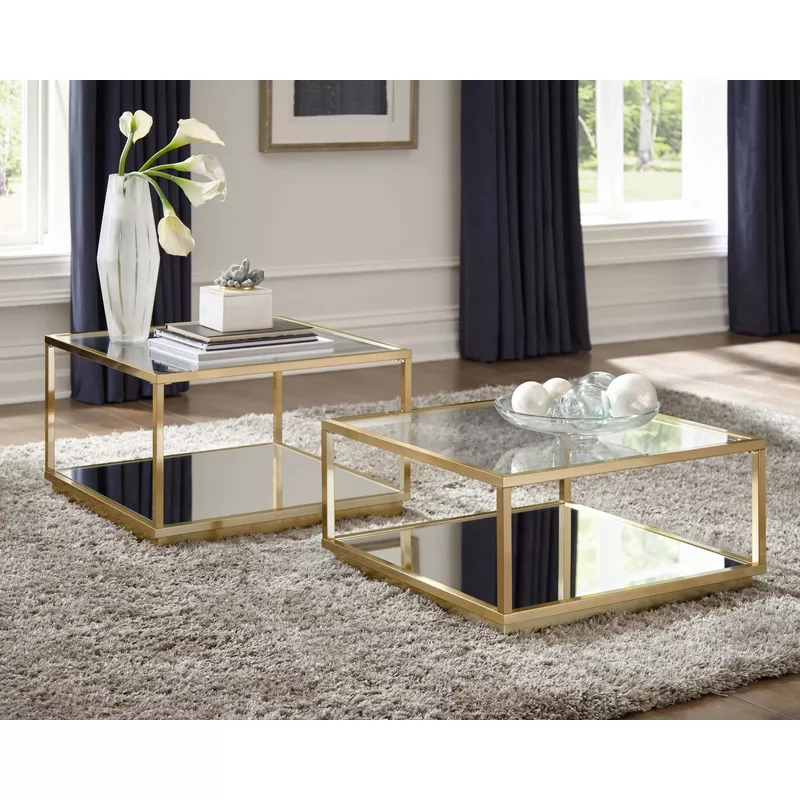 Renee 2-piece Square Occasional Set Rose Brass