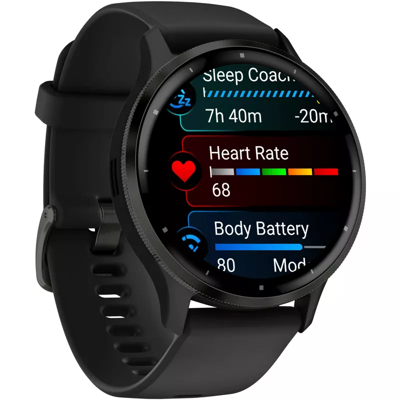 Garmin - Venu 3 GPS Smartwatch 45 mm Fiber-reinforced polymer - Stainless Steel and Black