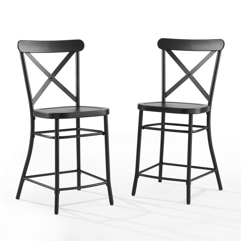 Camille 2Pc Metal Counter Stool Set - 19.25 W x 19.25 D x 40.24 H - Set of 2 - Matte Black - Counter height