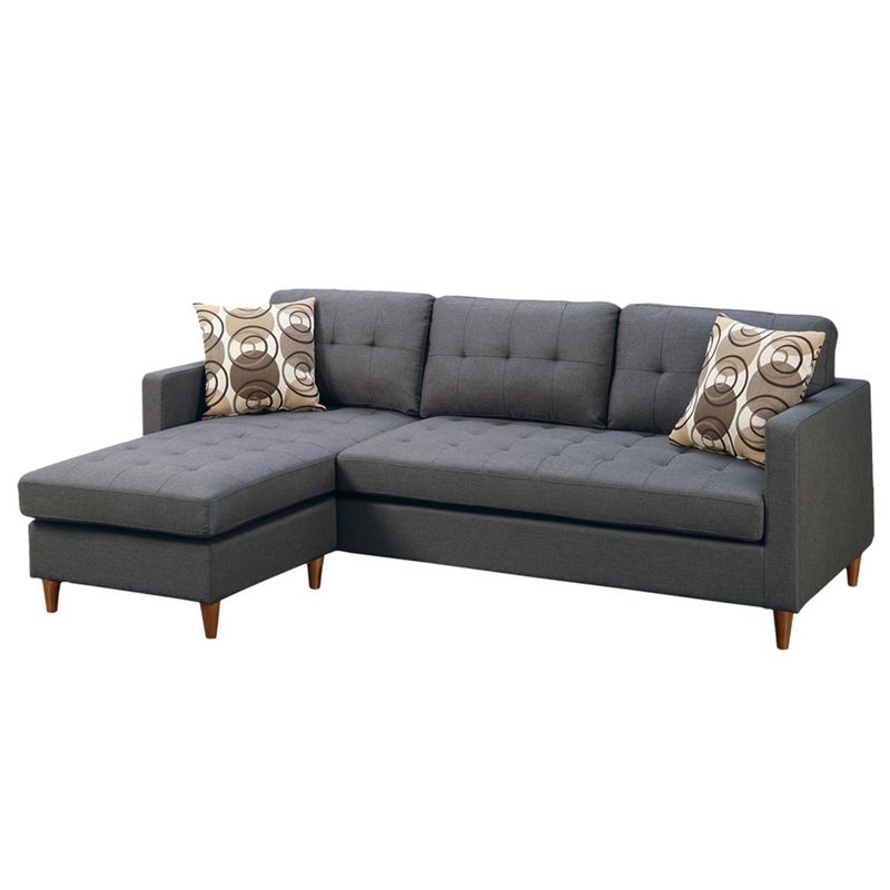 2 Piece Sectional Sofa with Accent Pillows in Blue Grey - Blue Grey