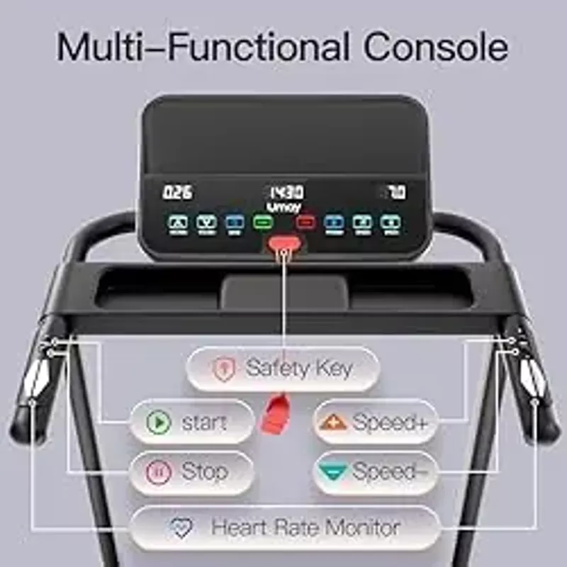 UMAY Foldable Treadmills for Home, Quiet Folding Treadmill with Silicone Shock Absorption, Heart Rate Monitor