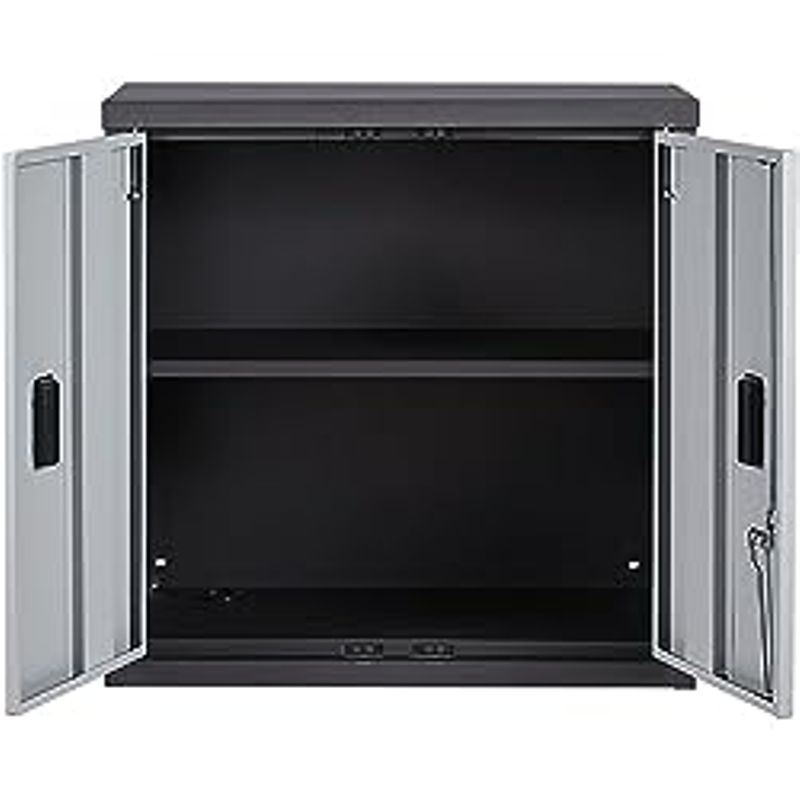 VEVOR Metal Wall Mounted 26 Small Cabinet 240 LBS Loading Adjustable Shelf Magnetic Door File Locker for Garage Office Home Black, 26 x...
